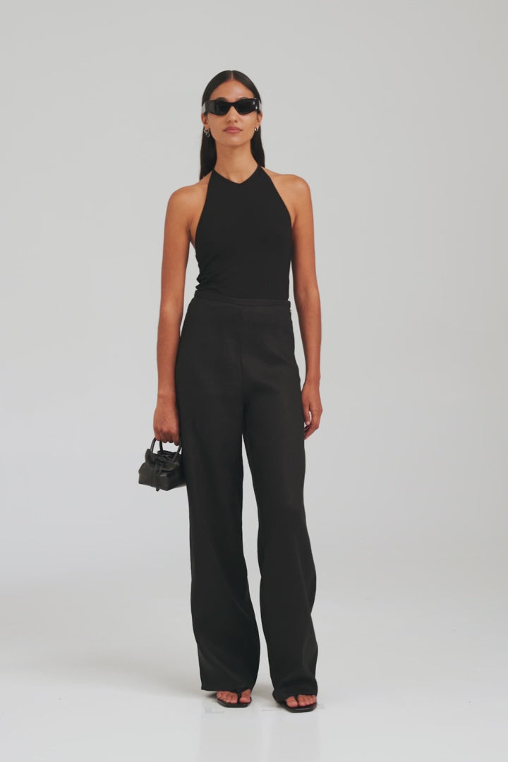 Linen Relaxed Pant - Black [[AU_MEDIA:gid://shopify/Video/27965530374231]]