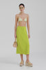 Venroy Silk Wrap Skirt - Chartreuse