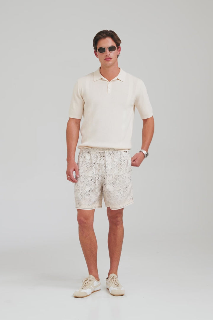 Relaxed Tencel Short - Beige Sketched V Monogram [[AU_MEDIA:gid://shopify/Video/27801673302103]]