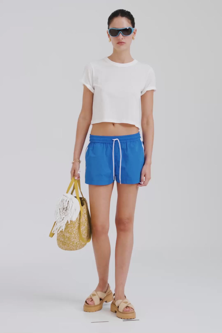 Venroy Taffeta Short - Bright Blue/White