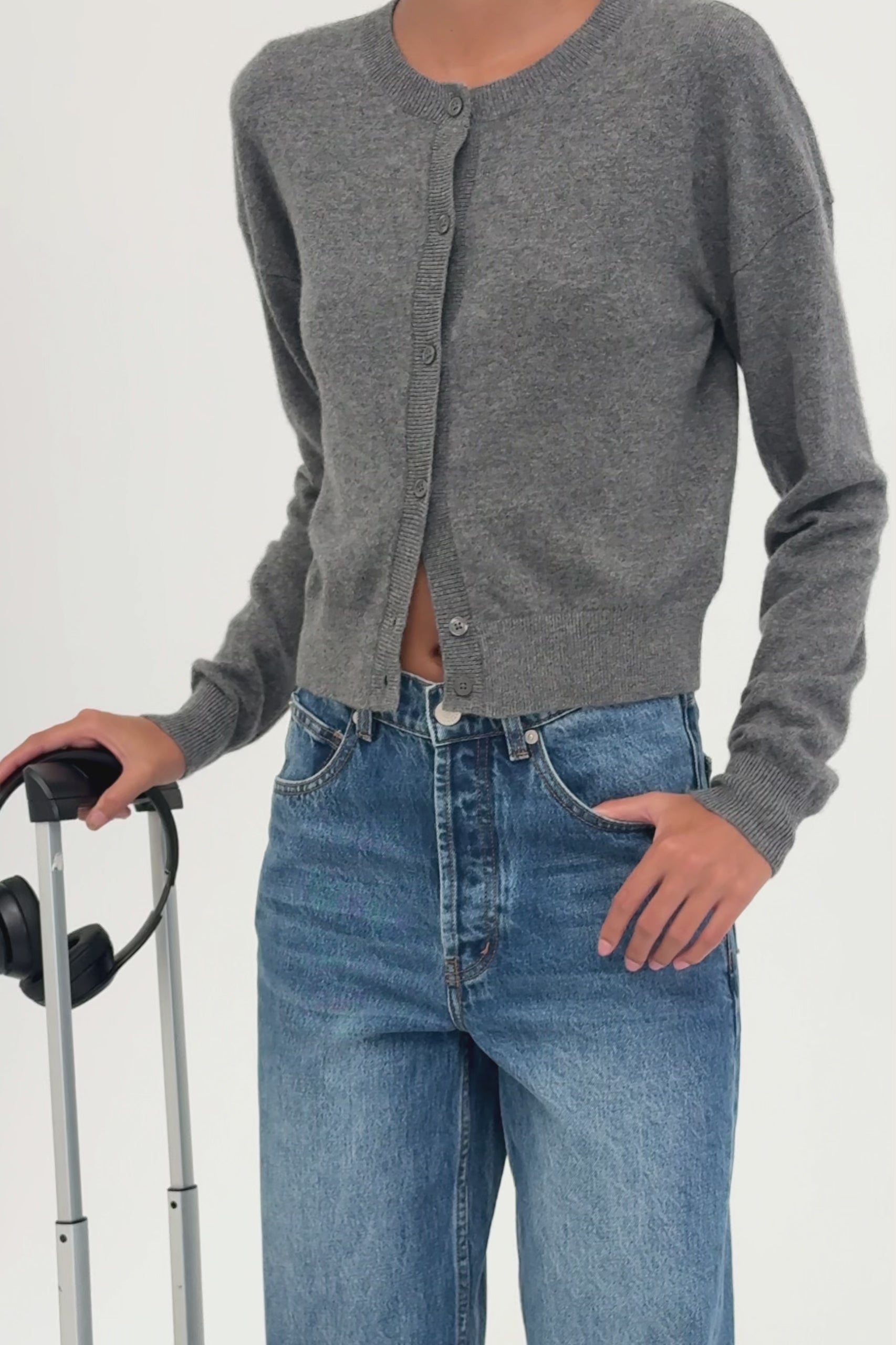 Womens Dropshoulder Cashmere Cardigan Charcoal | Venroy – VENROY US