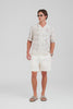 Short Sleeve Silk Camp Collar Shirt - Beige Sketched V Monogram [[AU_MEDIA:gid://shopify/Video/27767460200535]]