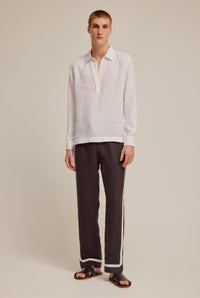 Linen Cut Away Pop Over - White