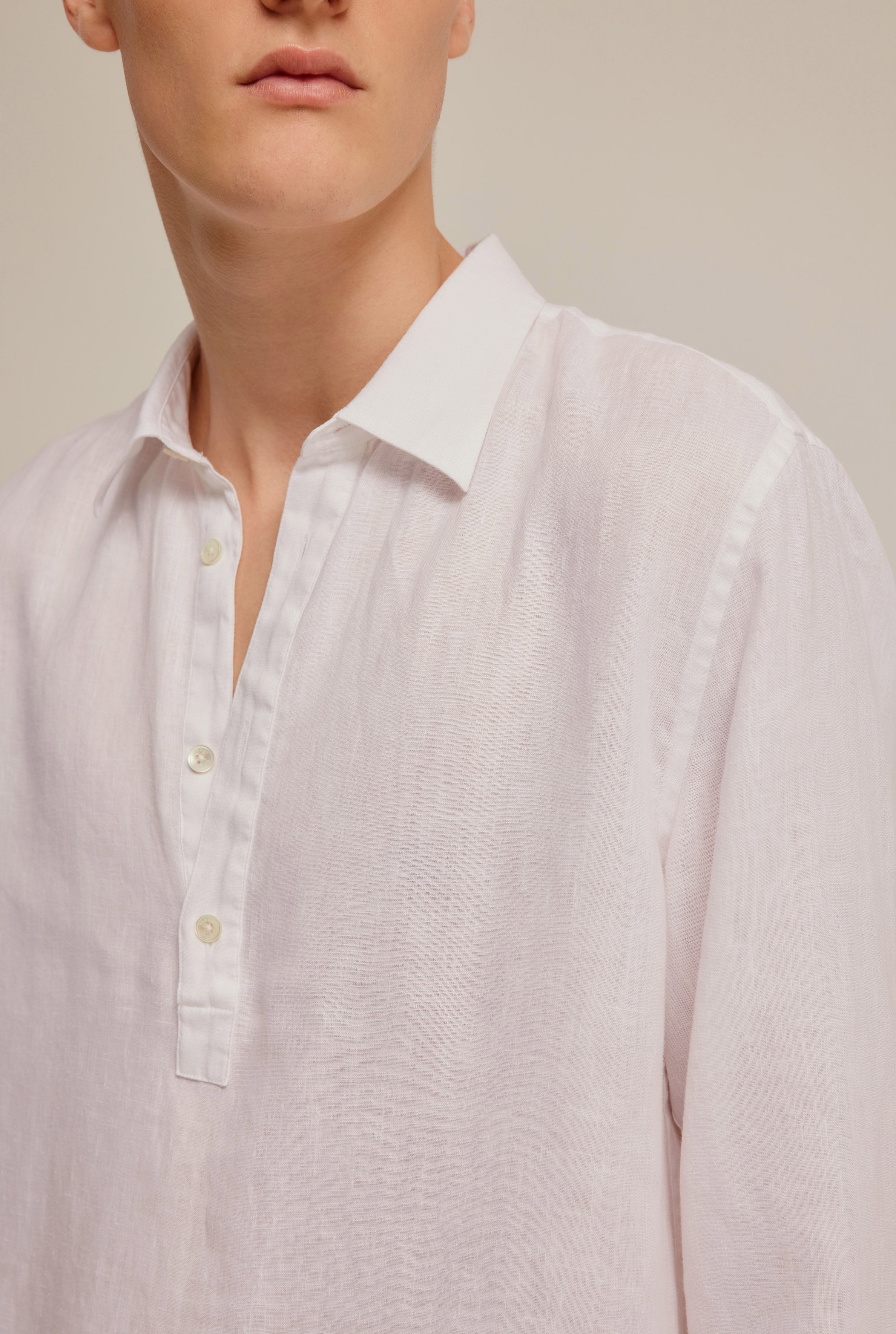 Linen Cut Away Pop Over - White