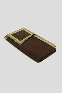 Woven Terry Mutli Stripe Border Towel - Dark Cacoa/Multi Stripe